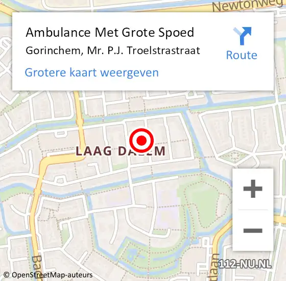 Locatie op kaart van de 112 melding: Ambulance Met Grote Spoed Naar Gorinchem, Mr. P.J. Troelstrastraat op 1 oktober 2017 11:44