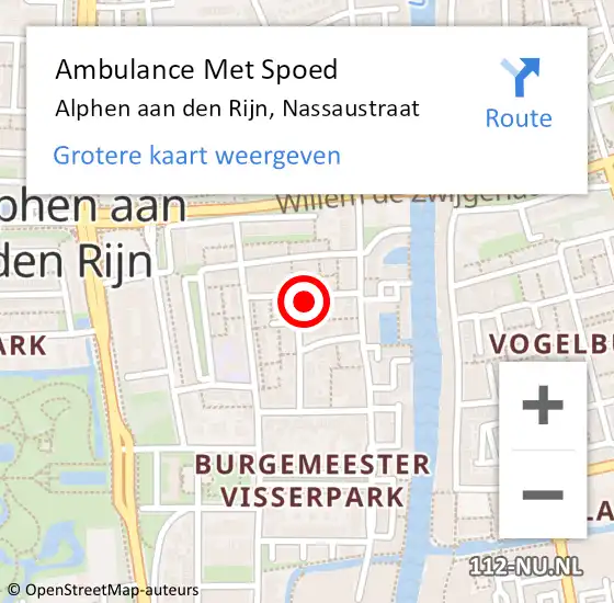 Locatie op kaart van de 112 melding: Ambulance Met Spoed Naar Alphen aan den Rijn, Nassaustraat op 1 oktober 2017 12:17