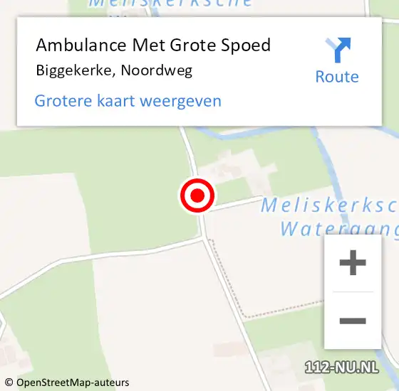 Locatie op kaart van de 112 melding: Ambulance Met Grote Spoed Naar Biggekerke, Noordweg op 1 oktober 2017 12:29