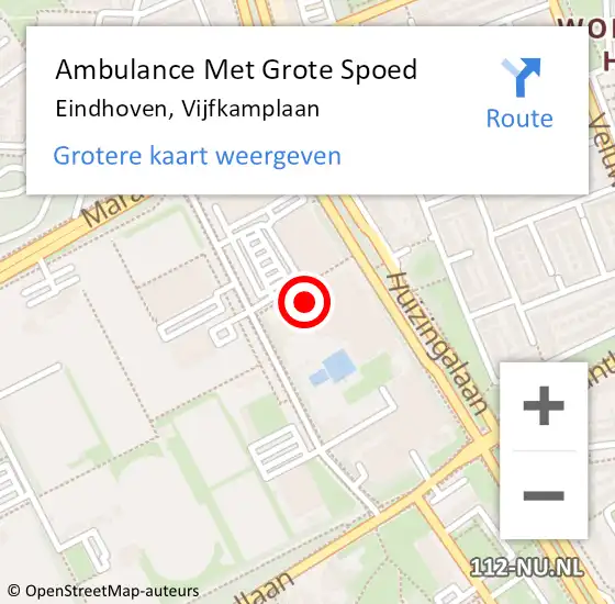 Locatie op kaart van de 112 melding: Ambulance Met Grote Spoed Naar Eindhoven, Vijfkamplaan op 1 oktober 2017 14:27