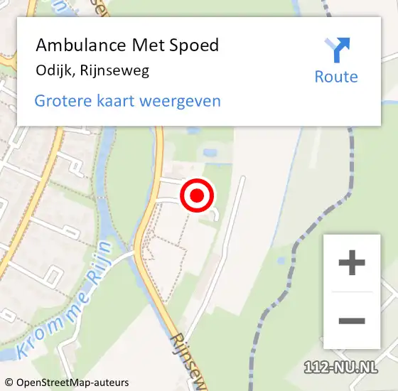 Locatie op kaart van de 112 melding: Ambulance Met Spoed Naar Odijk, Rijnseweg op 1 oktober 2017 14:45