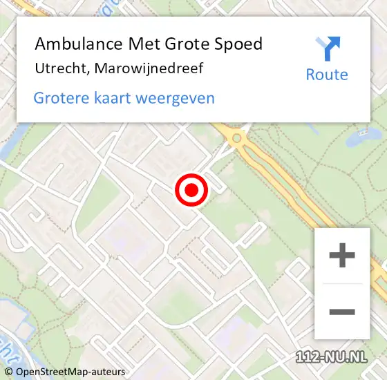 Locatie op kaart van de 112 melding: Ambulance Met Grote Spoed Naar Utrecht, Marowijnedreef op 1 oktober 2017 14:51