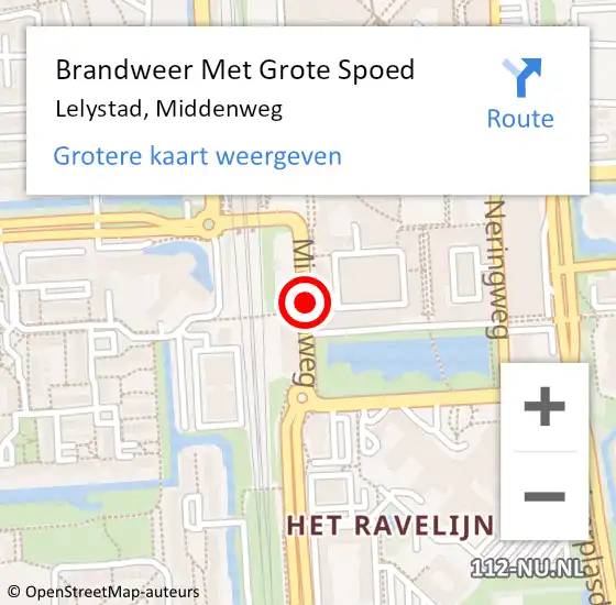 Locatie op kaart van de 112 melding: Brandweer Met Grote Spoed Naar Lelystad, Middenweg op 1 oktober 2017 14:52