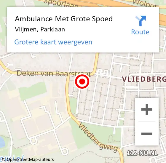 Locatie op kaart van de 112 melding: Ambulance Met Grote Spoed Naar Vlijmen, Parklaan op 1 oktober 2017 15:06