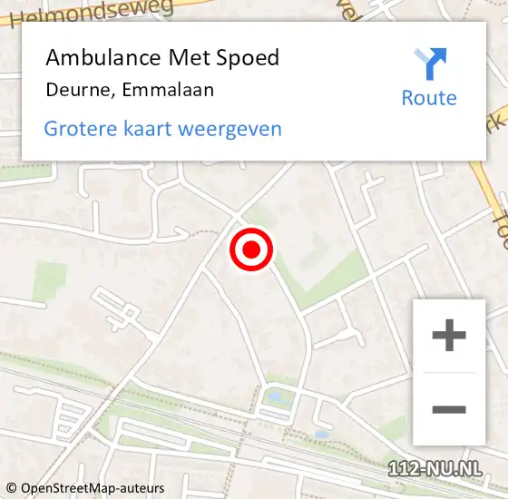 Locatie op kaart van de 112 melding: Ambulance Met Spoed Naar Deurne, Emmalaan op 1 oktober 2017 15:36