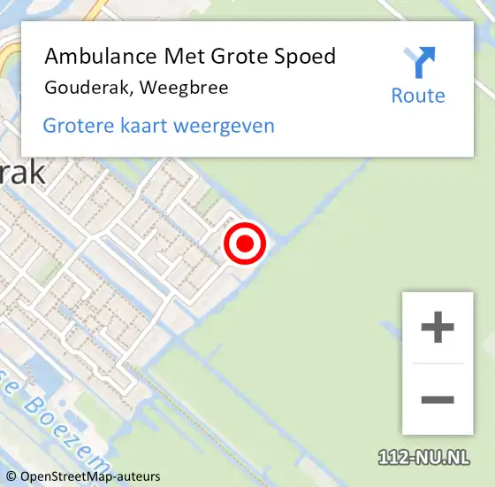 Locatie op kaart van de 112 melding: Ambulance Met Grote Spoed Naar Gouderak, Weegbree op 1 oktober 2017 16:05