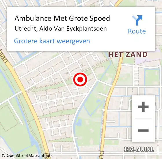 Locatie op kaart van de 112 melding: Ambulance Met Grote Spoed Naar Utrecht, Aldo Van Eyckplantsoen op 1 oktober 2017 16:09