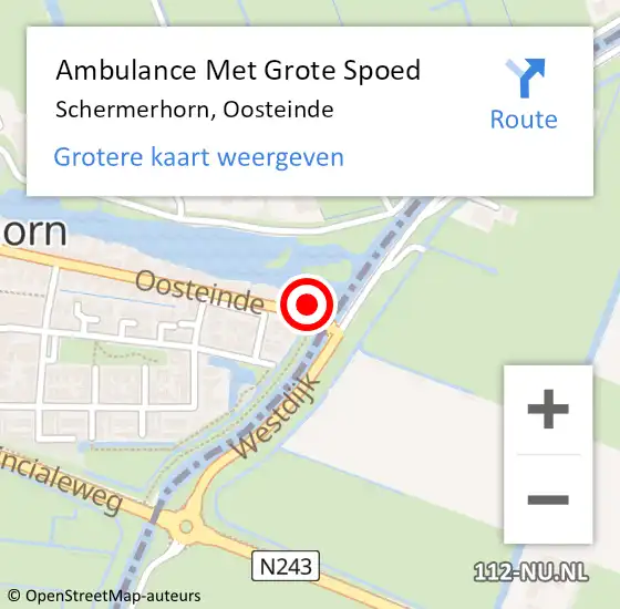 Locatie op kaart van de 112 melding: Ambulance Met Grote Spoed Naar Schermerhorn, Oosteinde op 1 oktober 2017 16:09