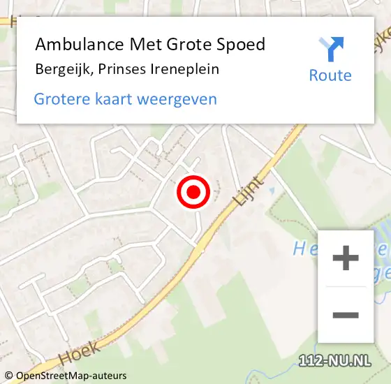 Locatie op kaart van de 112 melding: Ambulance Met Grote Spoed Naar Bergeijk, Prinses Ireneplein op 1 oktober 2017 16:13