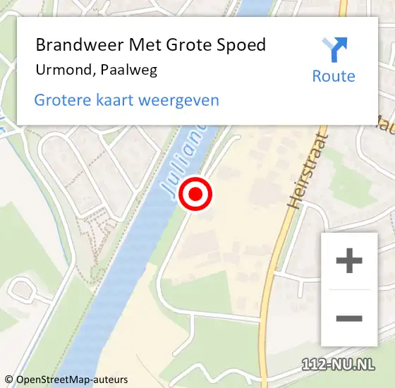 Locatie op kaart van de 112 melding: Brandweer Met Grote Spoed Naar Urmond, Paalweg op 1 oktober 2017 17:31