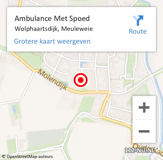 Locatie op kaart van de 112 melding: Ambulance Met Spoed Naar Wolphaartsdijk, Meuleweie op 1 oktober 2017 17:33