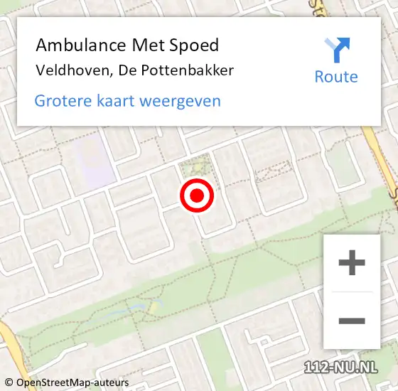 Locatie op kaart van de 112 melding: Ambulance Met Spoed Naar Veldhoven, De Pottenbakker op 1 oktober 2017 18:24