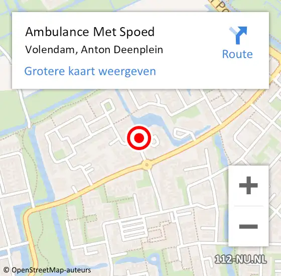 Locatie op kaart van de 112 melding: Ambulance Met Spoed Naar Volendam, Anton Deenplein op 1 oktober 2017 18:48