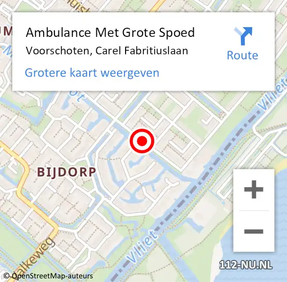 Locatie op kaart van de 112 melding: Ambulance Met Grote Spoed Naar Voorschoten, Carel Fabritiuslaan op 1 oktober 2017 18:49