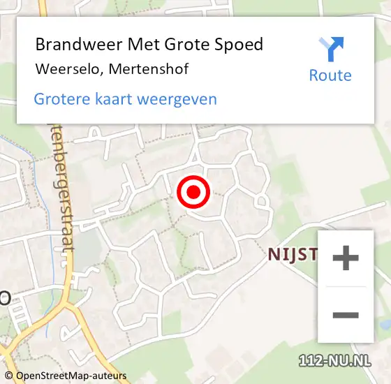 Locatie op kaart van de 112 melding: Brandweer Met Grote Spoed Naar Weerselo, Mertenshof op 1 oktober 2017 19:04
