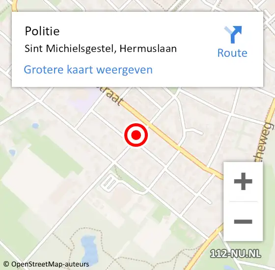 Locatie op kaart van de 112 melding: Politie Sint Michielsgestel, Hermuslaan op 1 oktober 2017 20:02