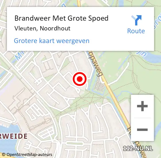 Locatie op kaart van de 112 melding: Brandweer Met Grote Spoed Naar Vleuten, Noordhout op 1 oktober 2017 20:26