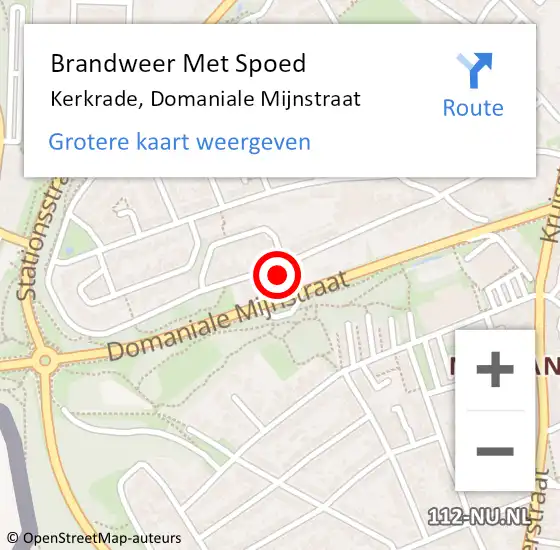 Locatie op kaart van de 112 melding: Brandweer Met Spoed Naar Kerkrade, Domaniale Mijnstraat op 1 oktober 2017 20:27