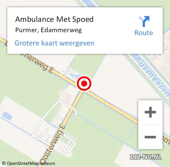 Locatie op kaart van de 112 melding: Ambulance Met Spoed Naar Purmer, Edammerweg op 1 oktober 2017 20:51