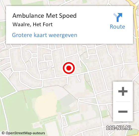 Locatie op kaart van de 112 melding: Ambulance Met Spoed Naar Waalre, Het Fort op 1 oktober 2017 22:15