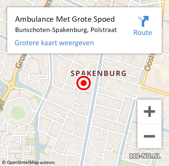 Locatie op kaart van de 112 melding: Ambulance Met Grote Spoed Naar Bunschoten-Spakenburg, Polstraat op 1 oktober 2017 22:22