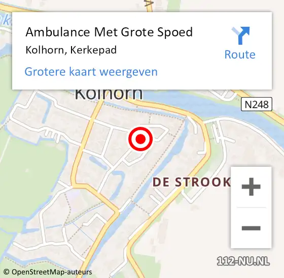 Locatie op kaart van de 112 melding: Ambulance Met Grote Spoed Naar Kolhorn, Kerkepad op 1 oktober 2017 22:52