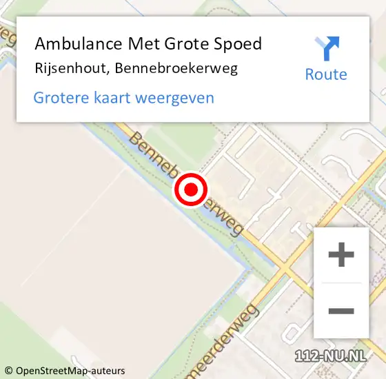 Locatie op kaart van de 112 melding: Ambulance Met Grote Spoed Naar Rijsenhout, Bennebroekerweg op 2 oktober 2017 00:07