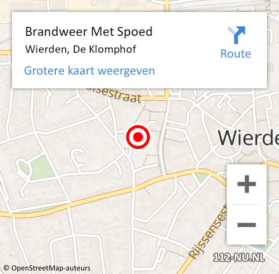 Locatie op kaart van de 112 melding: Brandweer Met Spoed Naar Wierden, De Klomphof op 2 oktober 2017 00:16