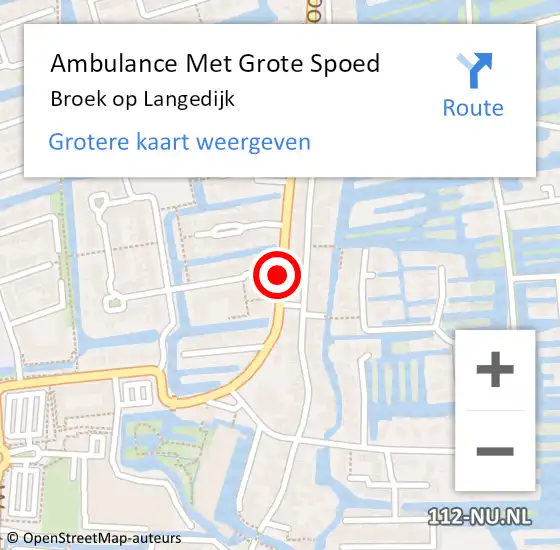 Locatie op kaart van de 112 melding: Ambulance Met Grote Spoed Naar Broek op Langedijk op 2 oktober 2017 00:20