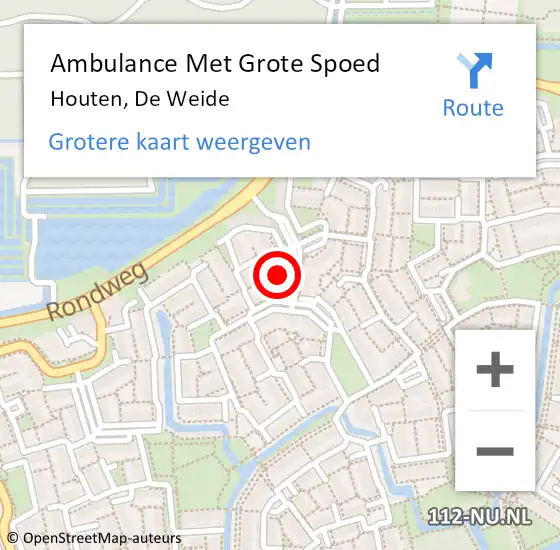 Locatie op kaart van de 112 melding: Ambulance Met Grote Spoed Naar Houten, De Weide op 2 oktober 2017 00:27