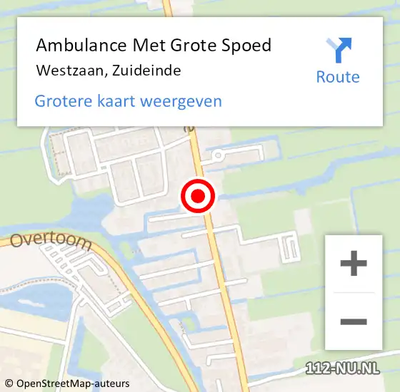 Locatie op kaart van de 112 melding: Ambulance Met Grote Spoed Naar Westzaan, Zuideinde op 2 oktober 2017 00:35