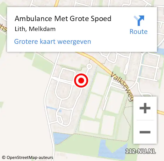 Locatie op kaart van de 112 melding: Ambulance Met Grote Spoed Naar Lith, Melkdam op 2 oktober 2017 00:43