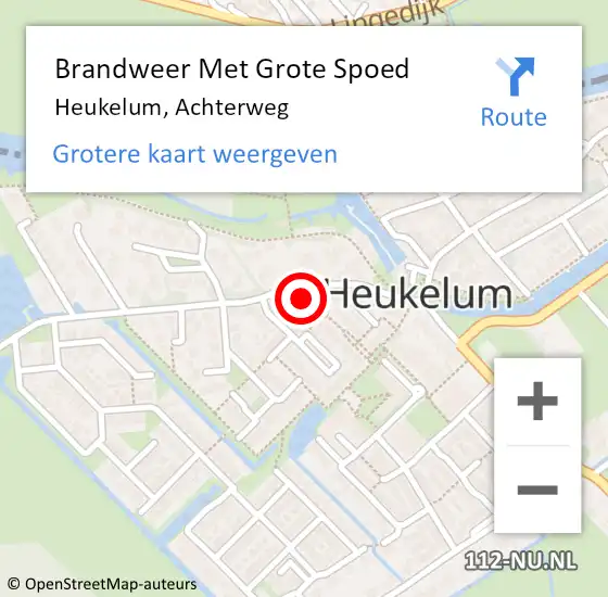 Locatie op kaart van de 112 melding: Brandweer Met Grote Spoed Naar Heukelum, Achterweg op 2 oktober 2017 04:18