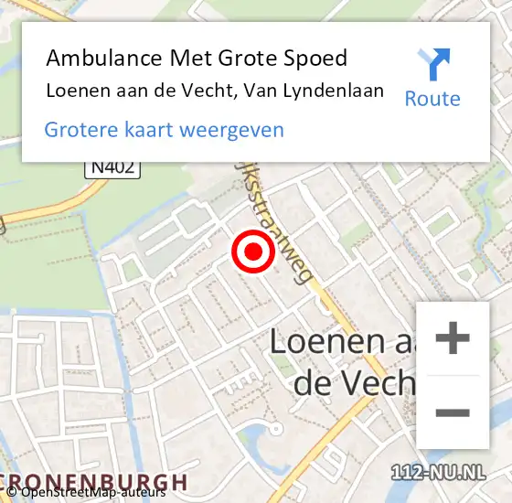 Locatie op kaart van de 112 melding: Ambulance Met Grote Spoed Naar Loenen aan de Vecht, Van Lyndenlaan op 2 oktober 2017 04:35