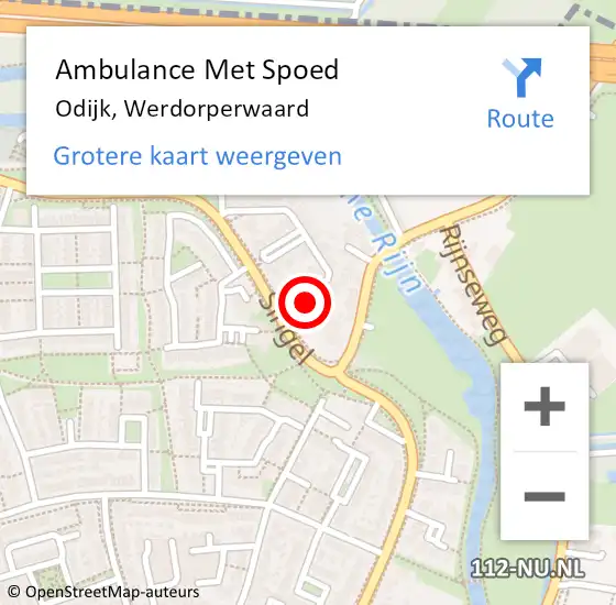 Locatie op kaart van de 112 melding: Ambulance Met Spoed Naar Odijk, Werdorperwaard op 2 oktober 2017 04:39