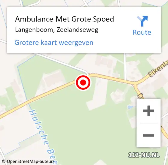 Locatie op kaart van de 112 melding: Ambulance Met Grote Spoed Naar Langenboom, Zeelandseweg op 2 oktober 2017 05:43