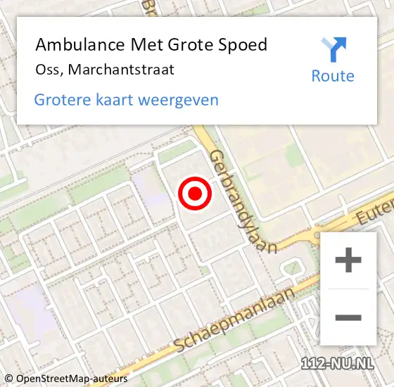 Locatie op kaart van de 112 melding: Ambulance Met Grote Spoed Naar Oss, Marchantstraat op 2 oktober 2017 06:44