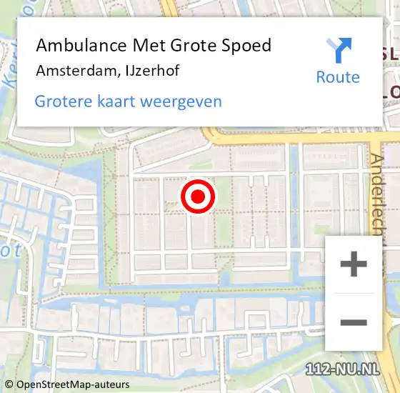 Locatie op kaart van de 112 melding: Ambulance Met Grote Spoed Naar Amsterdam, IJzerhof op 3 februari 2014 04:36