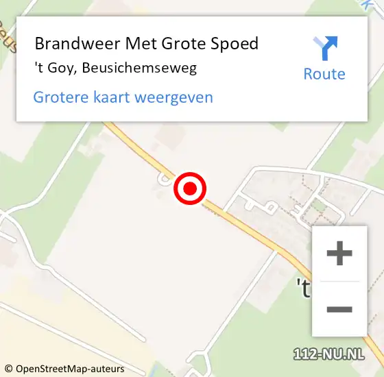 Locatie op kaart van de 112 melding: Brandweer Met Grote Spoed Naar 't Goy, Beusichemseweg op 2 oktober 2017 07:32