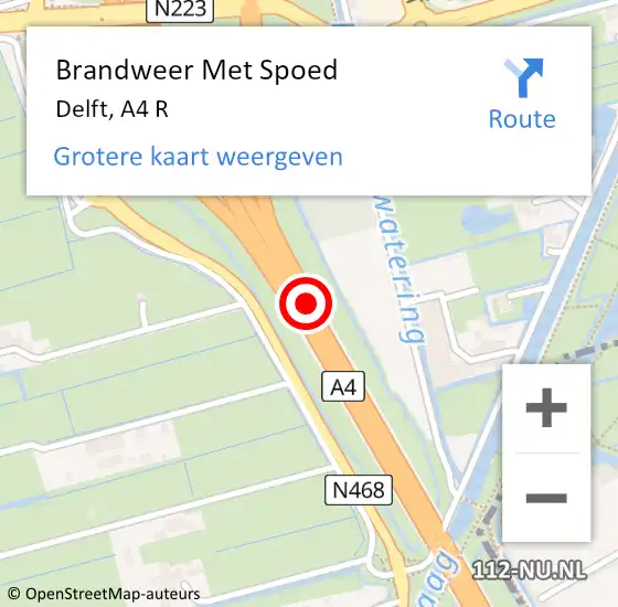 Locatie op kaart van de 112 melding: Brandweer Met Spoed Naar Delft, A4 R op 2 oktober 2017 08:25