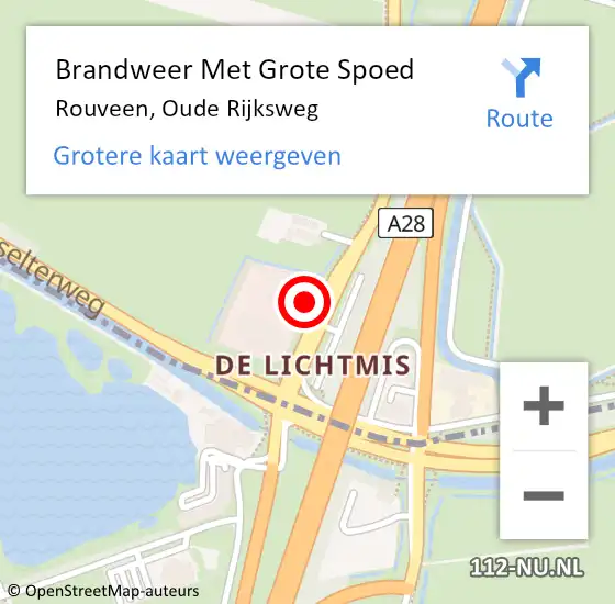 Locatie op kaart van de 112 melding: Brandweer Met Grote Spoed Naar Rouveen, Oude Rijksweg op 2 oktober 2017 08:25