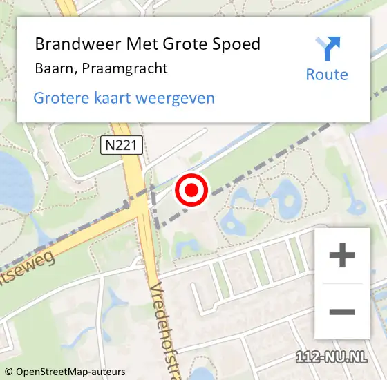 Locatie op kaart van de 112 melding: Brandweer Met Grote Spoed Naar Baarn, Praamgracht op 2 oktober 2017 09:25