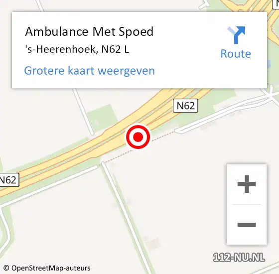 Locatie op kaart van de 112 melding: Ambulance Met Spoed Naar 's-Heerenhoek, N62 L op 2 oktober 2017 09:27