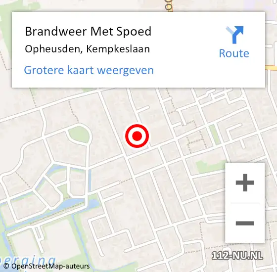 Locatie op kaart van de 112 melding: Brandweer Met Spoed Naar Opheusden, Kempkeslaan op 2 oktober 2017 10:00