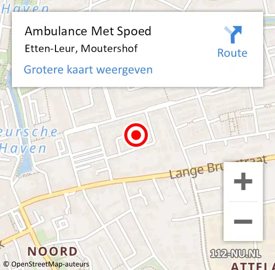 Locatie op kaart van de 112 melding: Ambulance Met Spoed Naar Etten-Leur, Moutershof op 2 oktober 2017 10:07