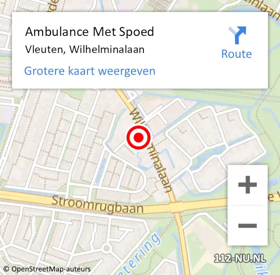 Locatie op kaart van de 112 melding: Ambulance Met Spoed Naar Vleuten, Wilhelminalaan op 2 oktober 2017 10:08