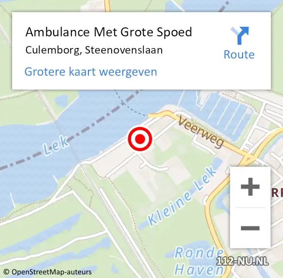 Locatie op kaart van de 112 melding: Ambulance Met Grote Spoed Naar Culemborg, Steenovenslaan op 2 oktober 2017 10:28