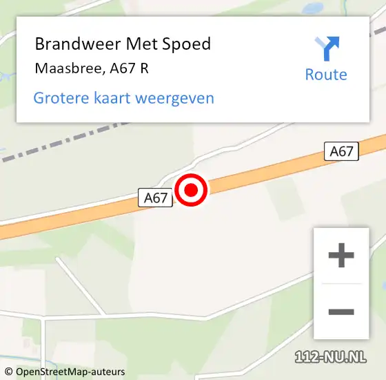 Locatie op kaart van de 112 melding: Brandweer Met Spoed Naar Maasbree, A67 R op 2 oktober 2017 10:46
