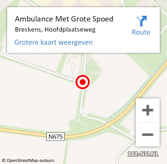 Locatie op kaart van de 112 melding: Ambulance Met Grote Spoed Naar Breskens, Hoofdplaatseweg op 2 oktober 2017 11:16