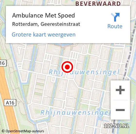 Locatie op kaart van de 112 melding: Ambulance Met Spoed Naar Rotterdam, Geeresteinstraat op 2 oktober 2017 11:24